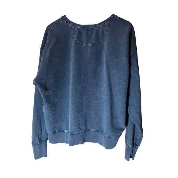 LUCKY brand Navy blue distressed comfy pullover LOGO crewneck sweatshirt XL - Picture 3 of 4